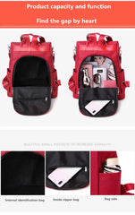 Waterproof Oxford Women Backpack Dragonfly Flower Embroidered Rucksack