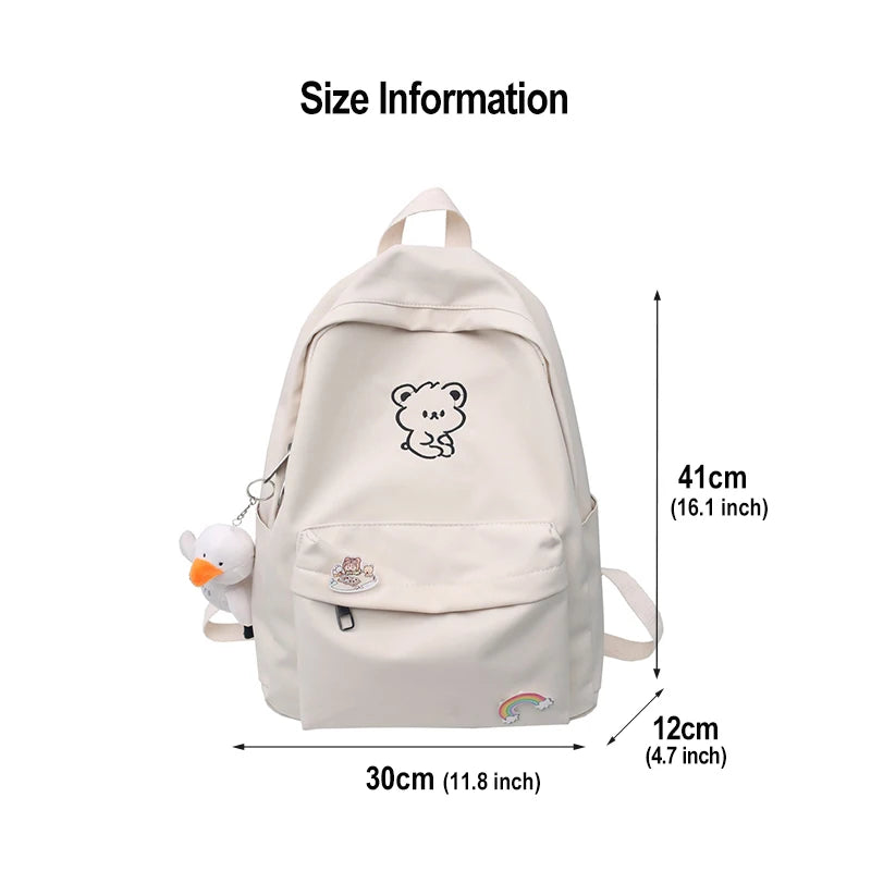 Waterproof Nylon Women Backpack Schoolbag Teenage Girls