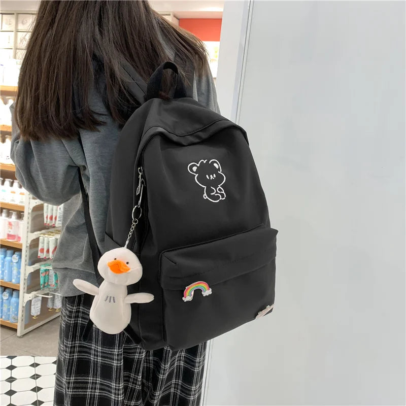 Waterproof Nylon Women Backpack Schoolbag Teenage Girls