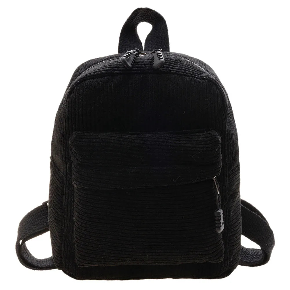 Winter Corduroy Small Backpack For Women Solid Travel Backpack