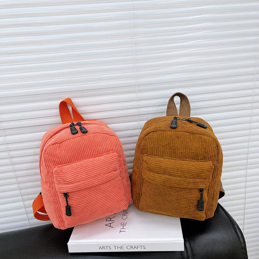 Winter Corduroy Small Backpack For Women Solid Travel Backpack