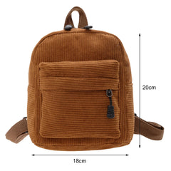 Winter Corduroy Small Backpack For Women Solid Travel Backpack