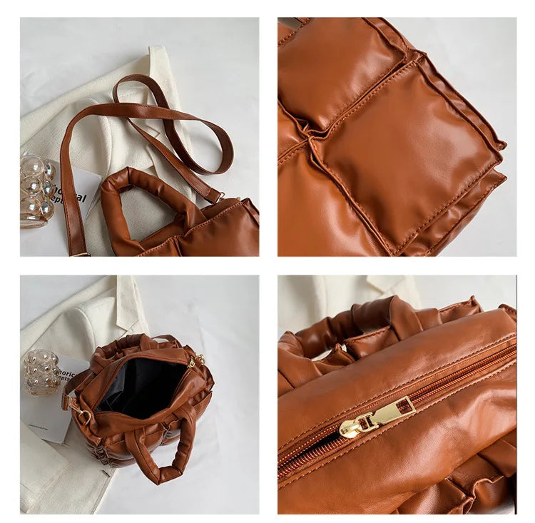 Quilted Soft Leather Shoulder Crossbody Bag for Women