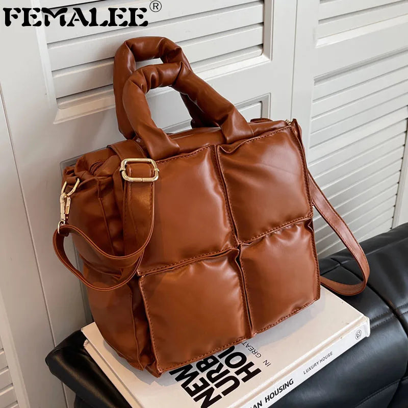Quilted Soft Leather Shoulder Crossbody Bag for Women