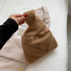 Soft Plush Small Shoulder Bag Women's Warm Fluffy Mink Fur Handbag