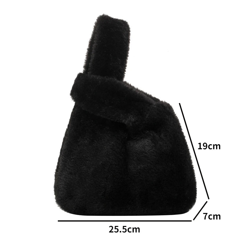 Soft Plush Small Shoulder Bag Women's Warm Fluffy Mink Fur Handbag