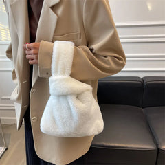 Soft Plush Small Shoulder Bag Women's Warm Fluffy Mink Fur Handbag