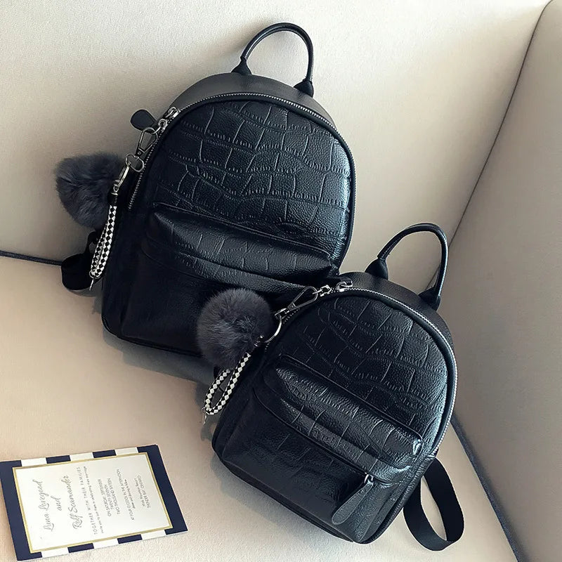 Women Soft Leather Backpack Travel Multi-Function Mini School