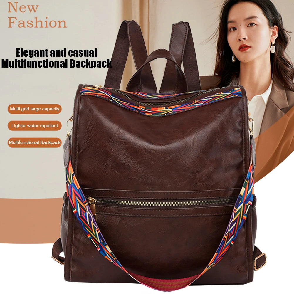 Women Leather Backpack School Bags Ladies Bagpack Large Capacity