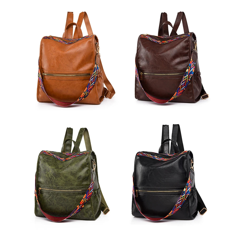 Women Leather Backpack School Bags Ladies Bagpack Large Capacity