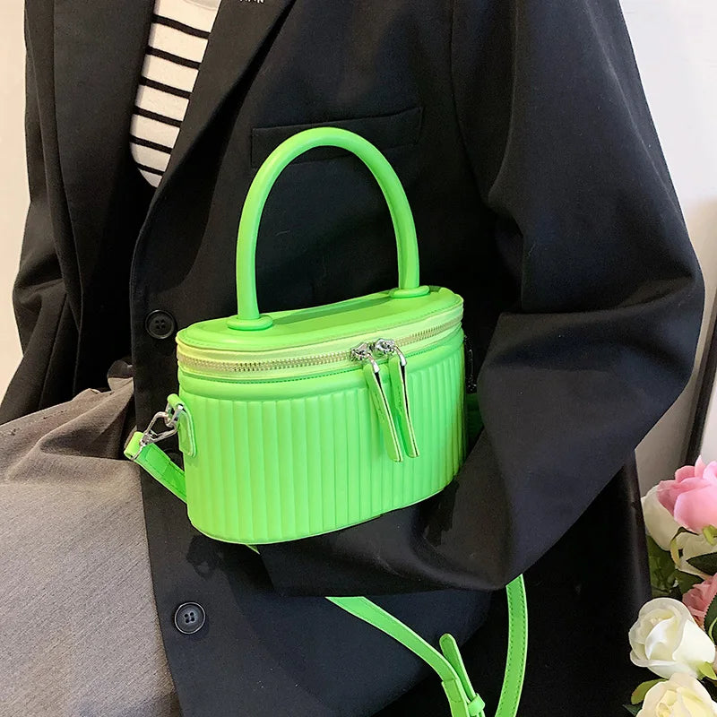 Green Bucket Bag PU Leather Crossbody Shoulder Evening Clutch