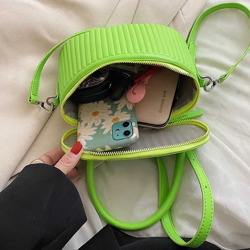Green Bucket Bag PU Leather Crossbody Shoulder Evening Clutch