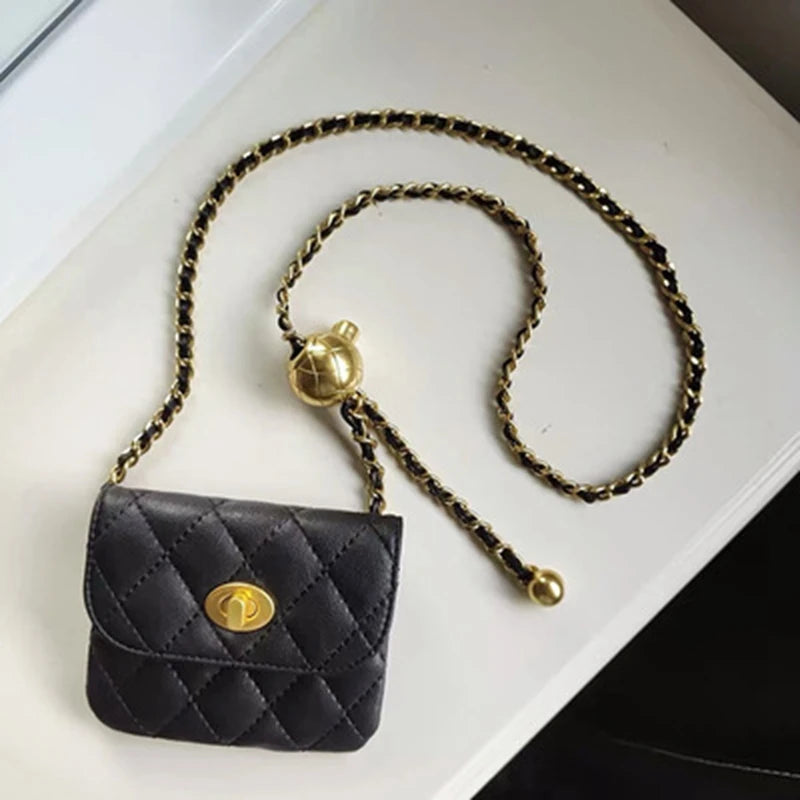 Women Chain Fanny Pack Leather Waist Bag Chest Pack Female Belt Bags