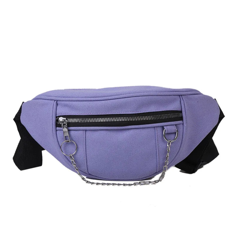 Canvas Women Chain Waist Bag Fanny Pack Travel Money Phone Chest