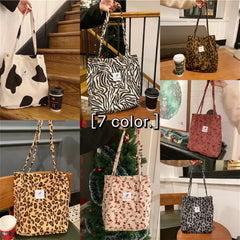 Corduroy Shoulder Bag Large Tote Handbag
