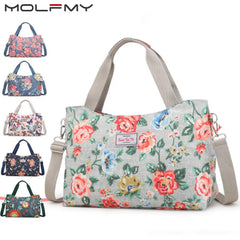 Waterproof Nylon Floral Handbag Women Messenger Bag