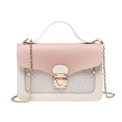 Mini Square Shoulder Bag Star Sequin Messenger Clutch Wallet Pink