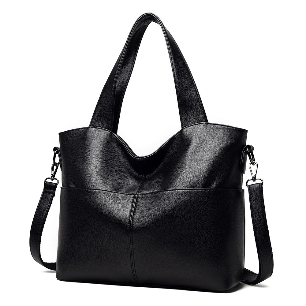 Women Retro Tote Bag Soft PU Leather Shoulder Bag