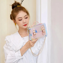 Women Shoulder Bag Laser Transparent Crossbody Bags Chain Messenger Bag