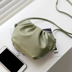 Small Leather Crossbody Bag Female Ladies Messenger Bag Mini Zipper Cloud Bag