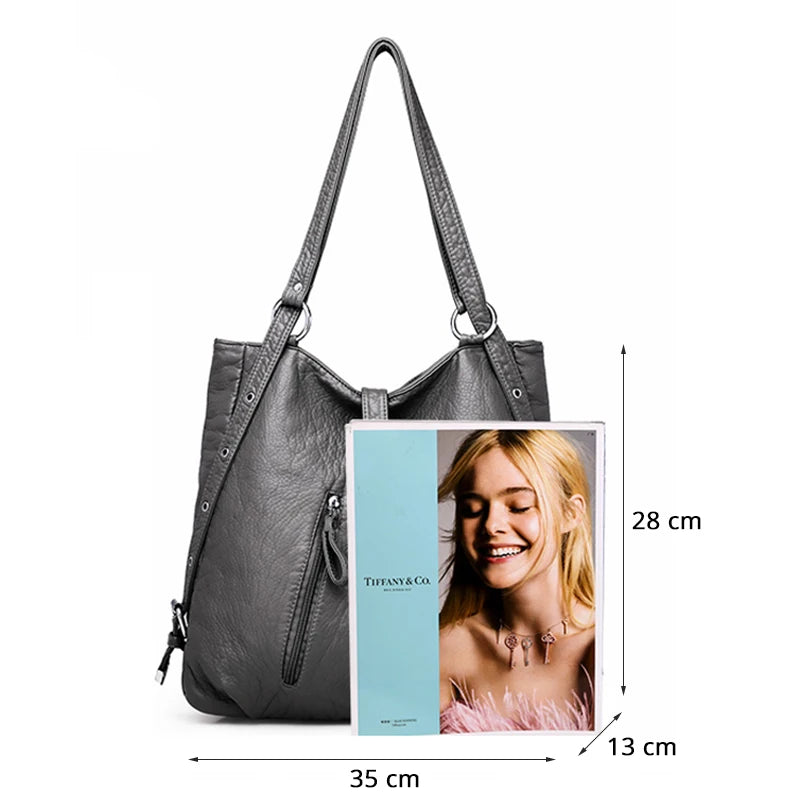 Soft Leather Handbags Large Capacity Tote Bag Female Shoulder Bags