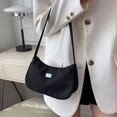 Women Shoulder Bag Mini Crescent Messenger Handbag Nylon Retro Ladies