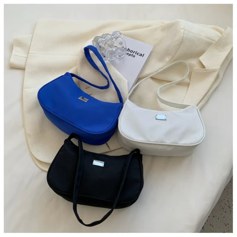 Nylon Crescent Shoulder Bag Retro Ladies Underarm Handbag