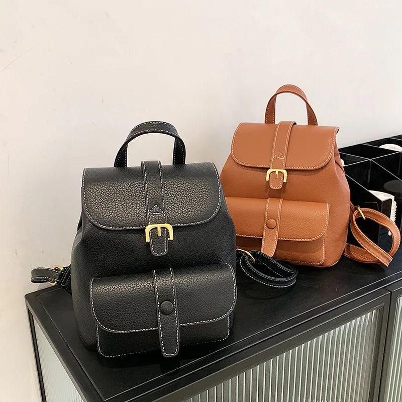Women's Anti-theft PU Leather Backpack School Bag