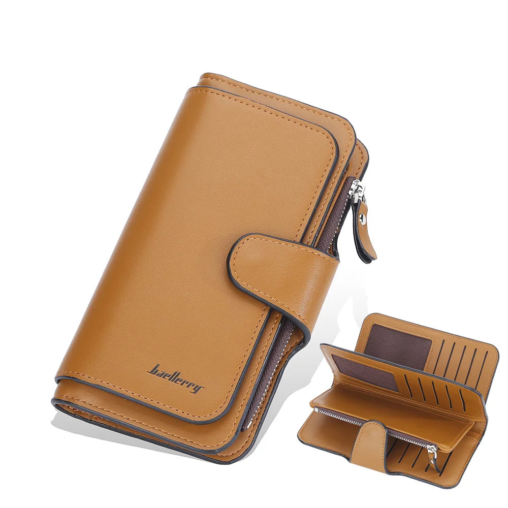 Women's Buckle Long Wallet Zipper Wallet Clip