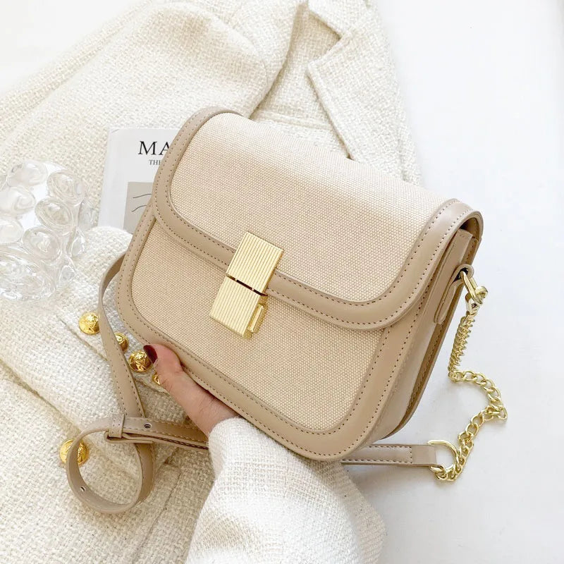 Women's Chains Shoulder Bag PU Leather Clutch Handbag Crossbody Bag