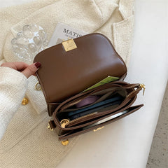 Women's Chains Shoulder Bag PU Leather Clutch Handbag Crossbody Bag