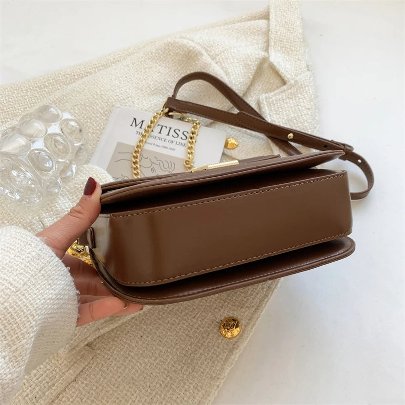 Women's Chains Shoulder Bag PU Leather Clutch Handbag Crossbody Bag