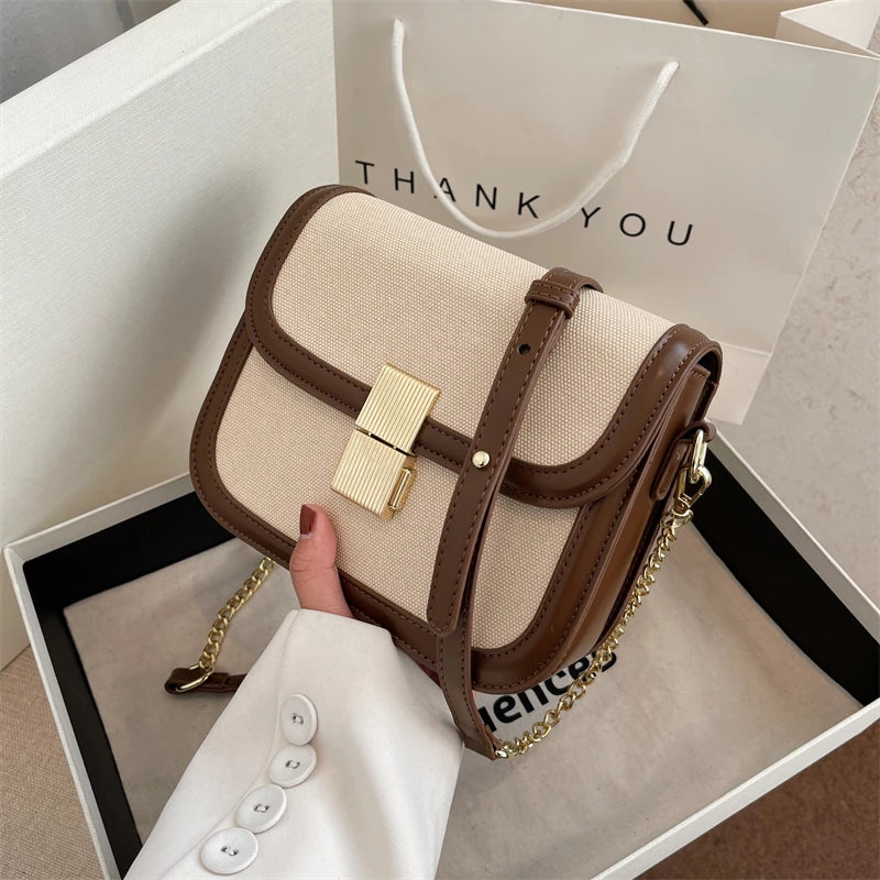 Women's Chains Shoulder Bag PU Leather Clutch Handbag Crossbody Bag