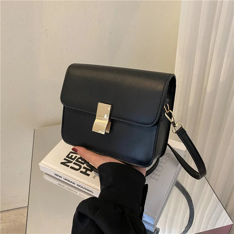 Women's One Shoulder Tofu Bag Small Square Solid Texture Crossbody Bag