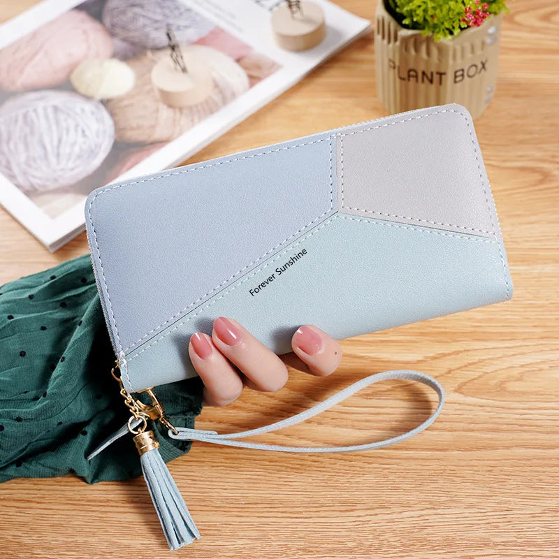 Women's Long Zipper Tassel Purse, Large Capacity, Phone Bag
