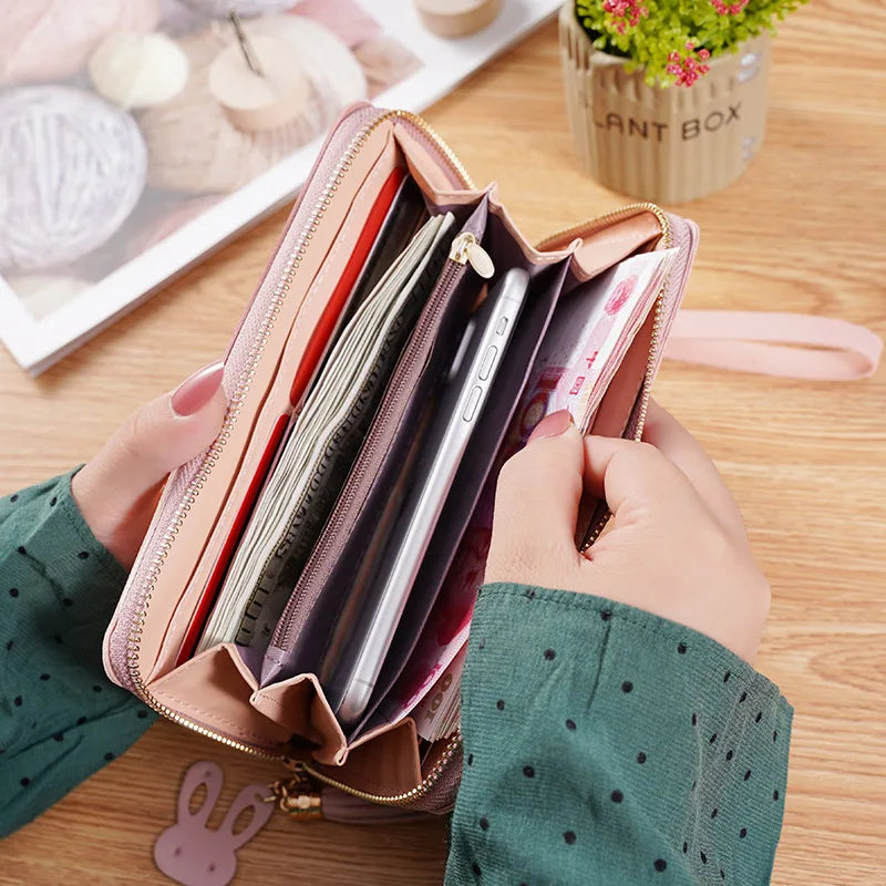Women's Long Zipper Tassel Purse, Large Capacity, Phone Bag