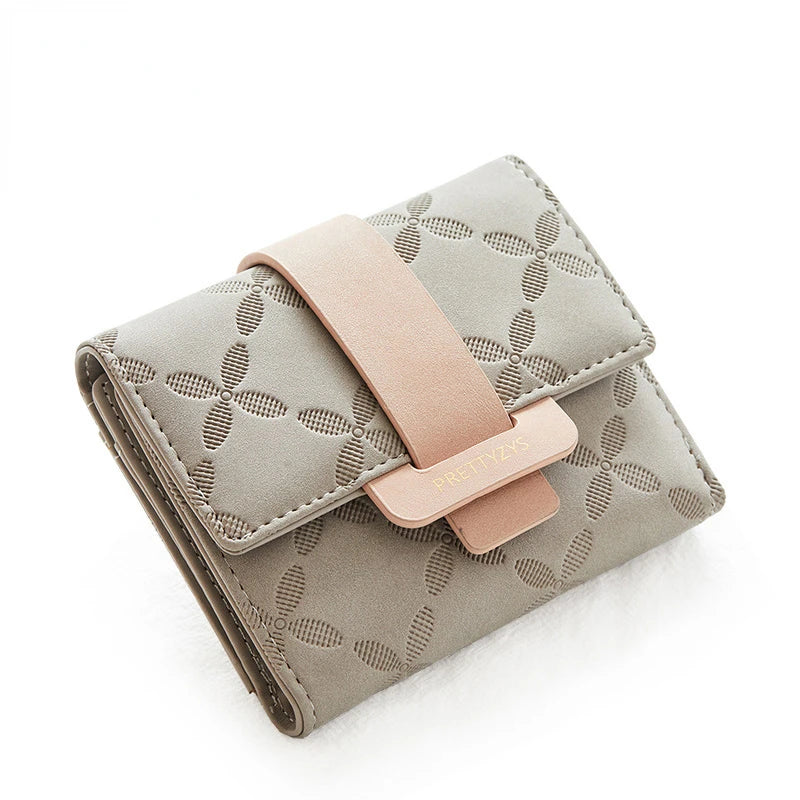 PU Plaid Buckle Women's Short Wallet
