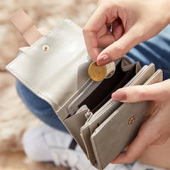 PU Plaid Buckle Women's Short Wallet