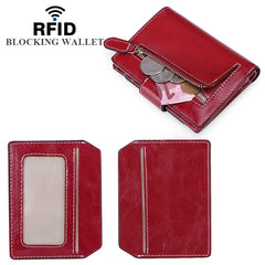 Women's Short Zipper Wallet with Buckle, PU Card Bag
