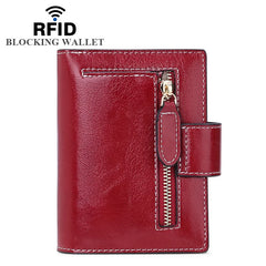 Women's Short Zipper Wallet with Buckle, PU Card Bag