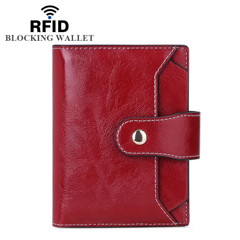 Women's Short Zipper Wallet with Buckle, PU Card Bag