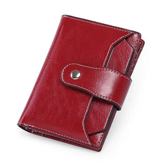 Women's Short Zipper Wallet with Buckle, PU Card Bag