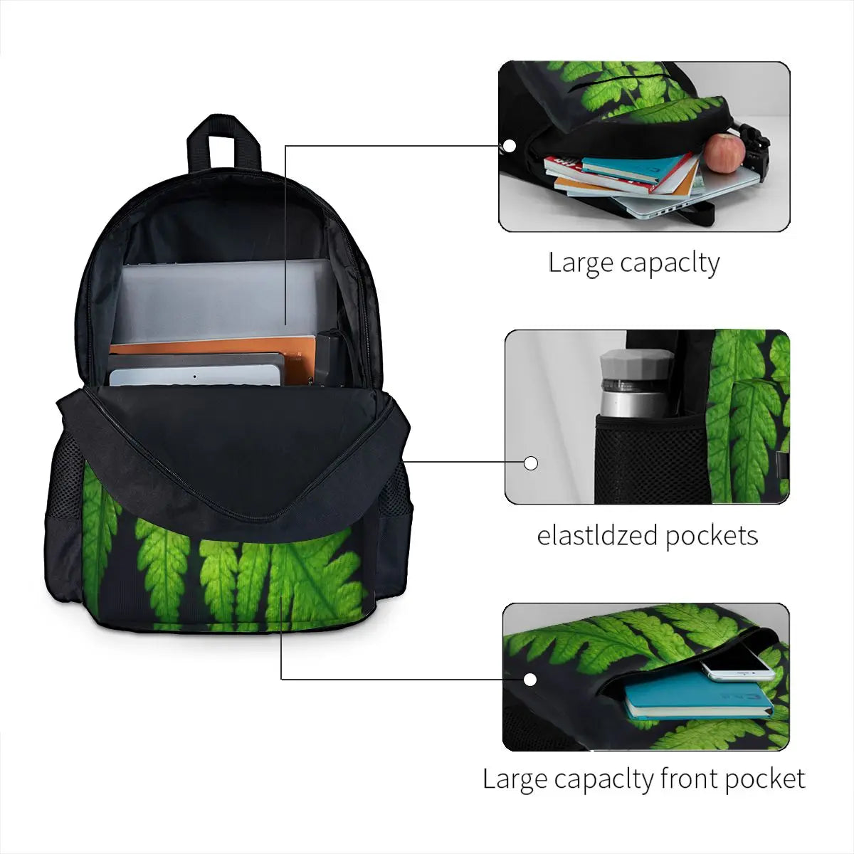 Zealand Fern Backpacks Men's & Women's Travel Bags