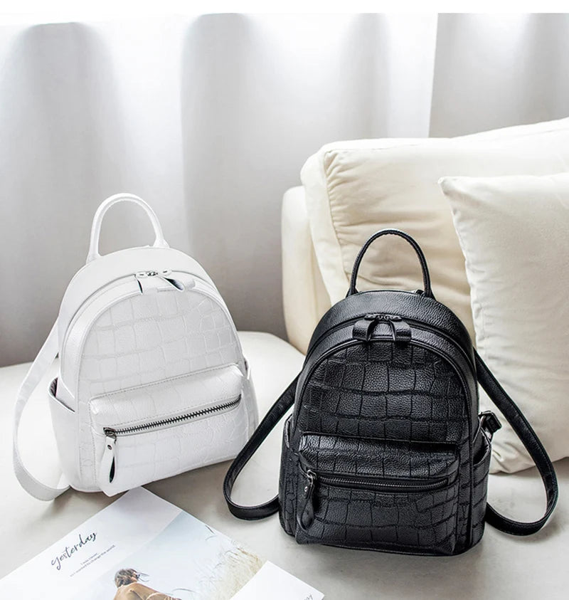 Arrival Crocodile Pattern Women's Bag Embossed Ladies Small Backpack
