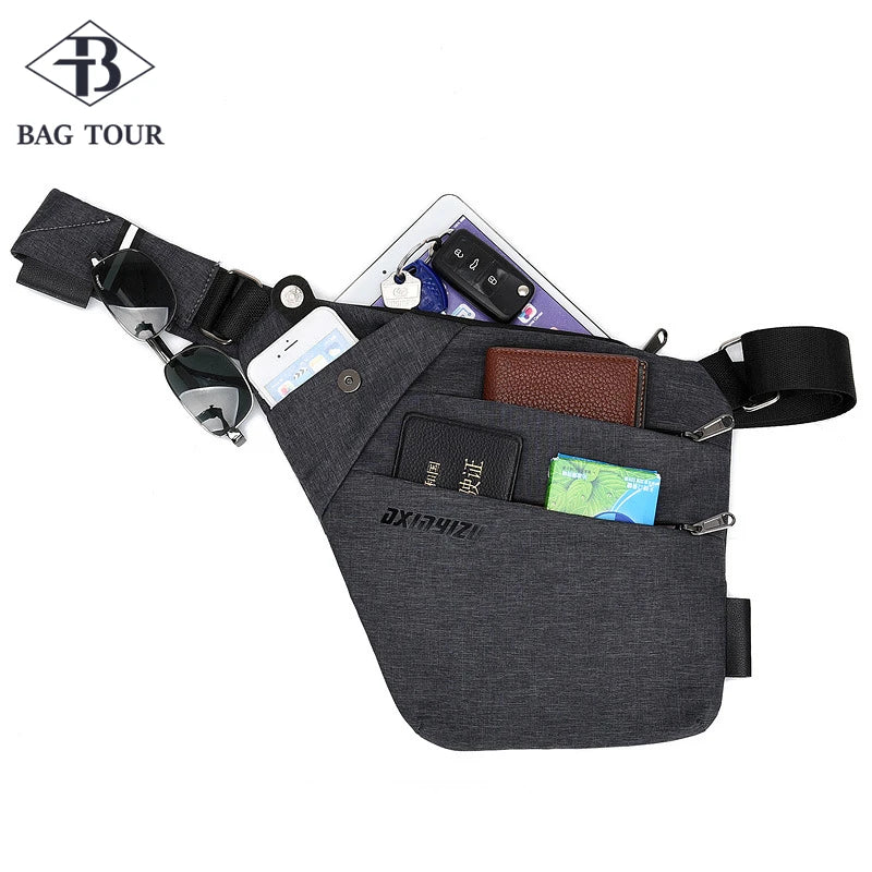 Casual Shoulder Bag with Multiple Pockets, Glasses Holder