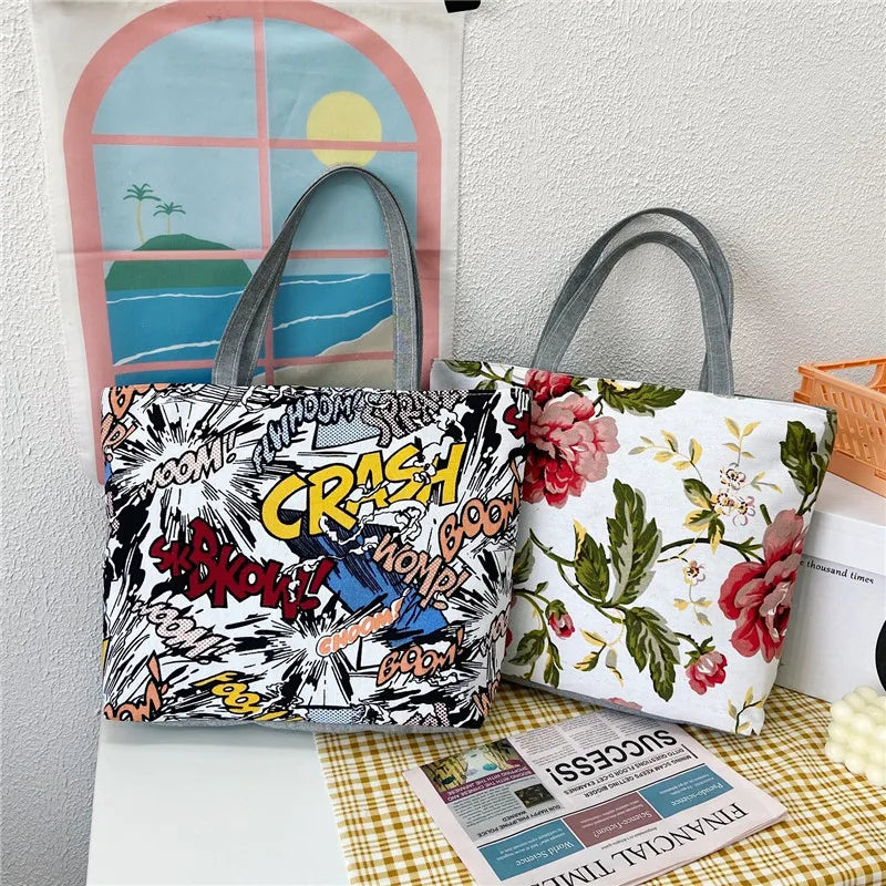 Literature and Art Printed Handbag Large Capacity Women's Bag