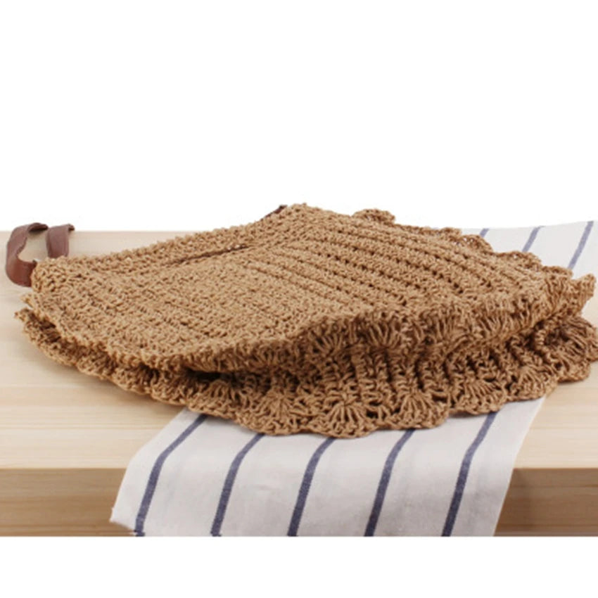 Sweet Uncle Beach Straw Bag, Crossbody Single Shoulder Dual-Use Hand-Woven Bag