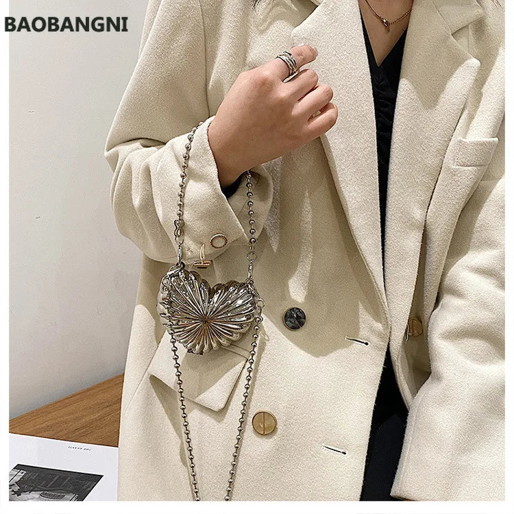 Love Crossbody Tanabata Gift Silver Heart Shape Shoulder Bag