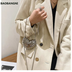 Love Crossbody Tanabata Gift Silver Heart Shape Shoulder Bag