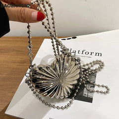 Love Crossbody Tanabata Gift Silver Heart Shape Shoulder Bag